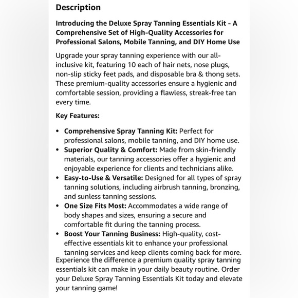 Spray Tan Essentials: 10 Each Hair Nets, Nose Plugs, Feet Pads & Undergarments - Picture 2 of 11